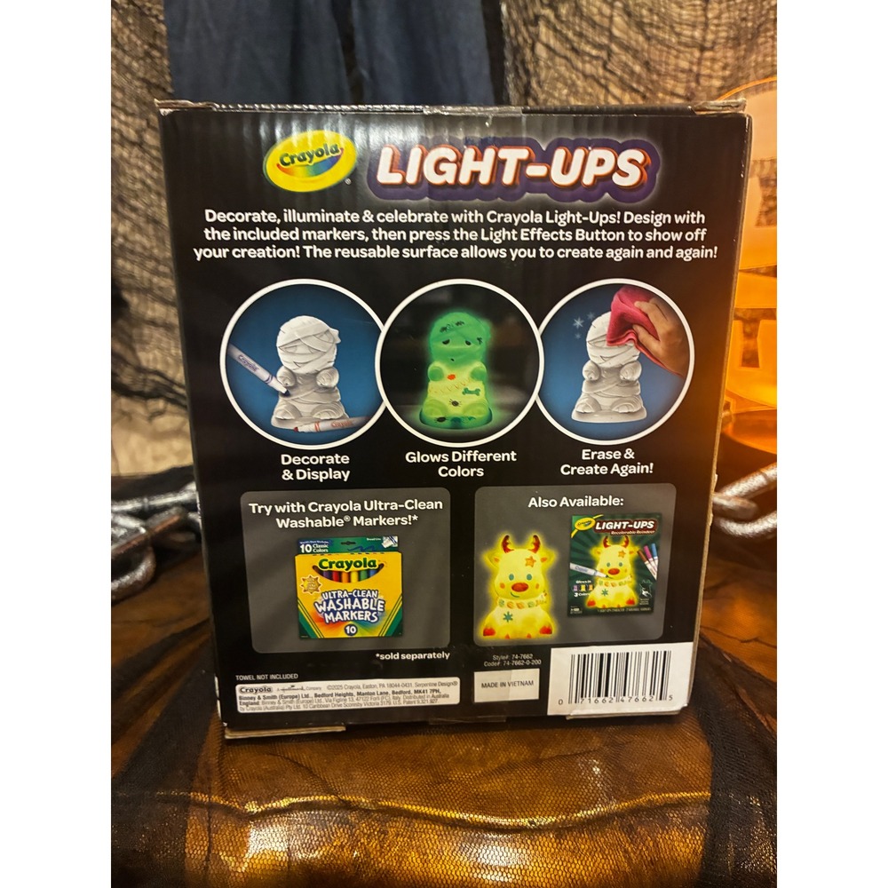 Crayola Light-Ups Recolorable Mummy DIY Halloween Decor Glow Toy OS White